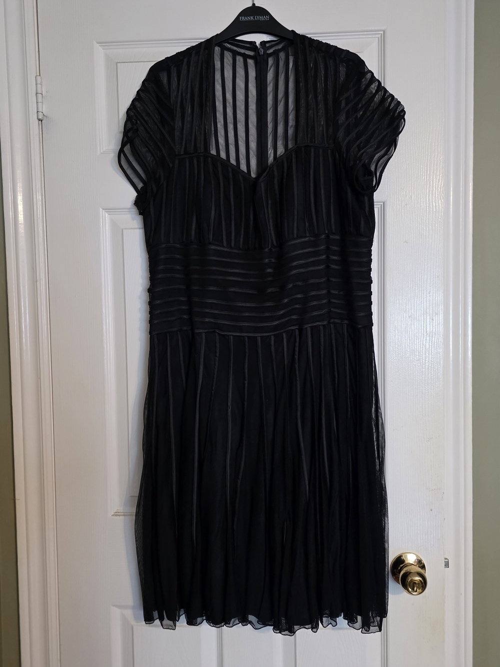 Frank Lyman Design Black Striped Midi Dress